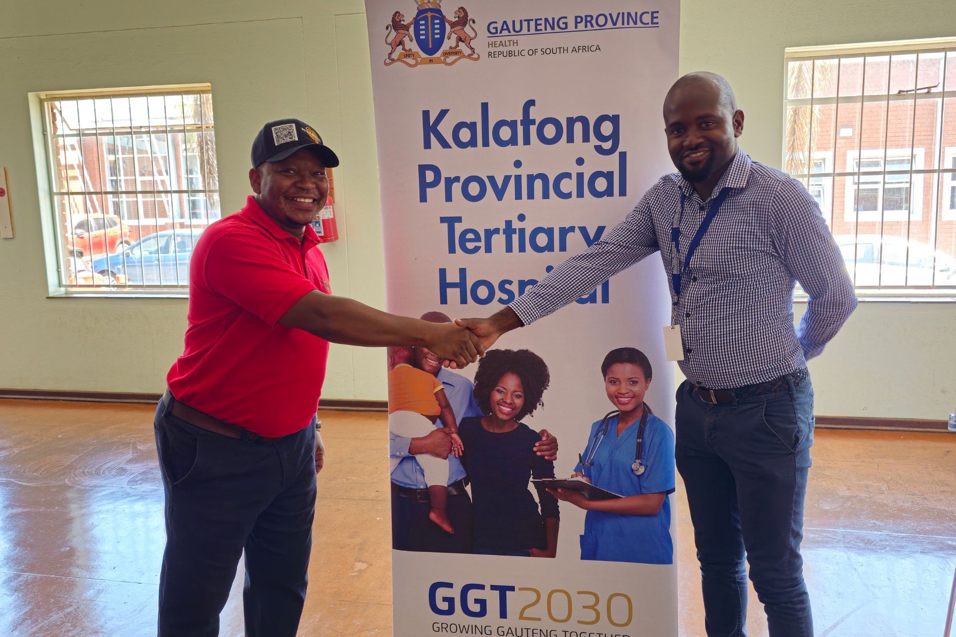 Shaking hands at Kalafong Hospital